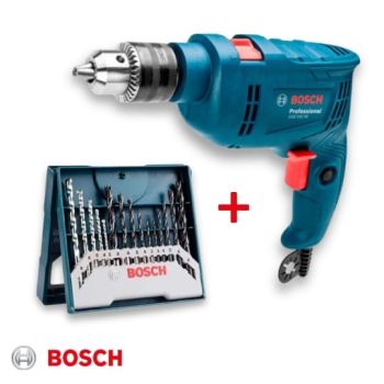 Taladro con percusión reversible 550 W + KIT Blue mini V-Line de 15 Piezas